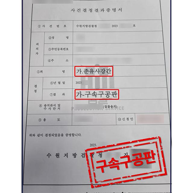 [피해자 변호] 준유사강간 피해에 고소를 대리한 사건, 피의자 구속구공판