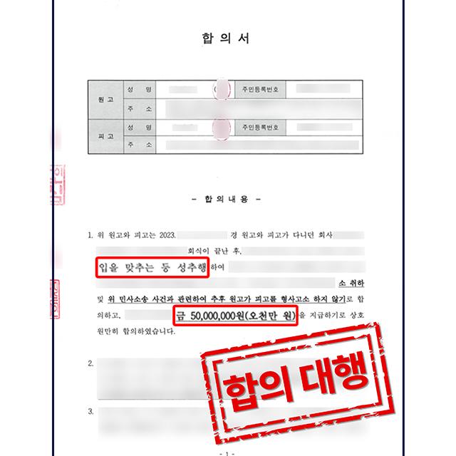 [피고 대리] 직장상사의 강제추행 손해배상 사건, 합의 대행